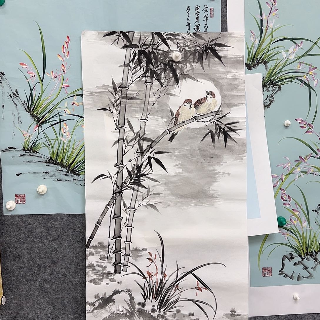 国画国画立体兰花