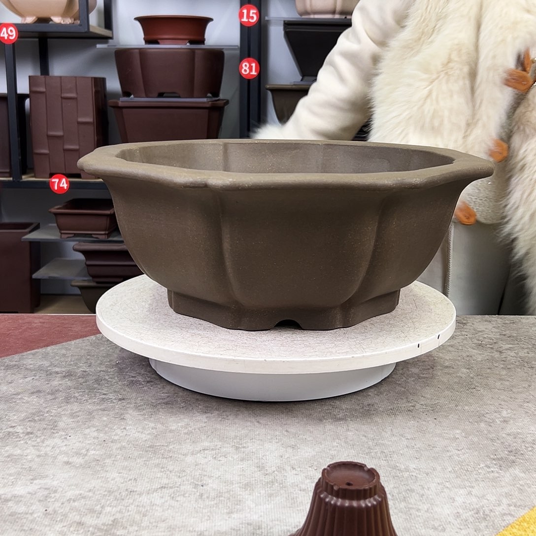 紫砂花盆内口37，内深15