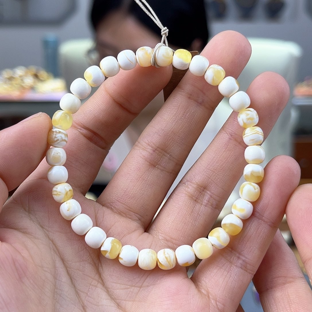 琥珀裸石未镶嵌蜜蜡手串6mm