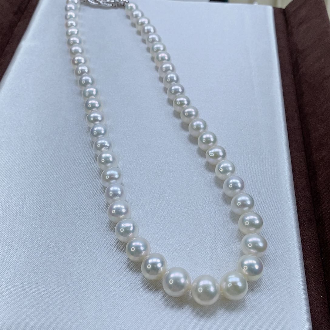 淡水珍珠项链银S925镶嵌8-10