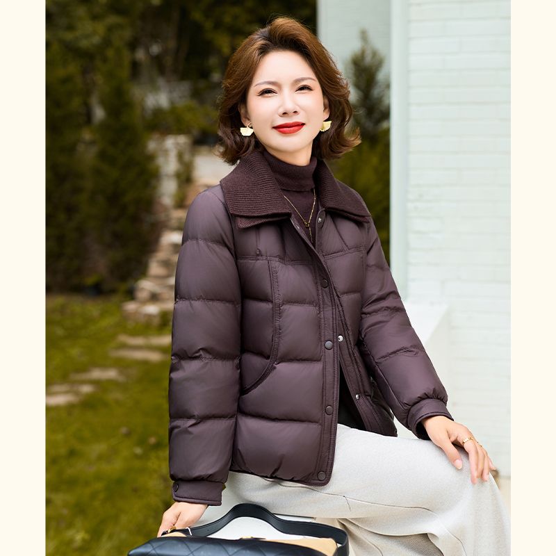 冬季时尚加厚保暖石墨烯云绒棉服女宽松洋气百搭针织翻领棉衣外套