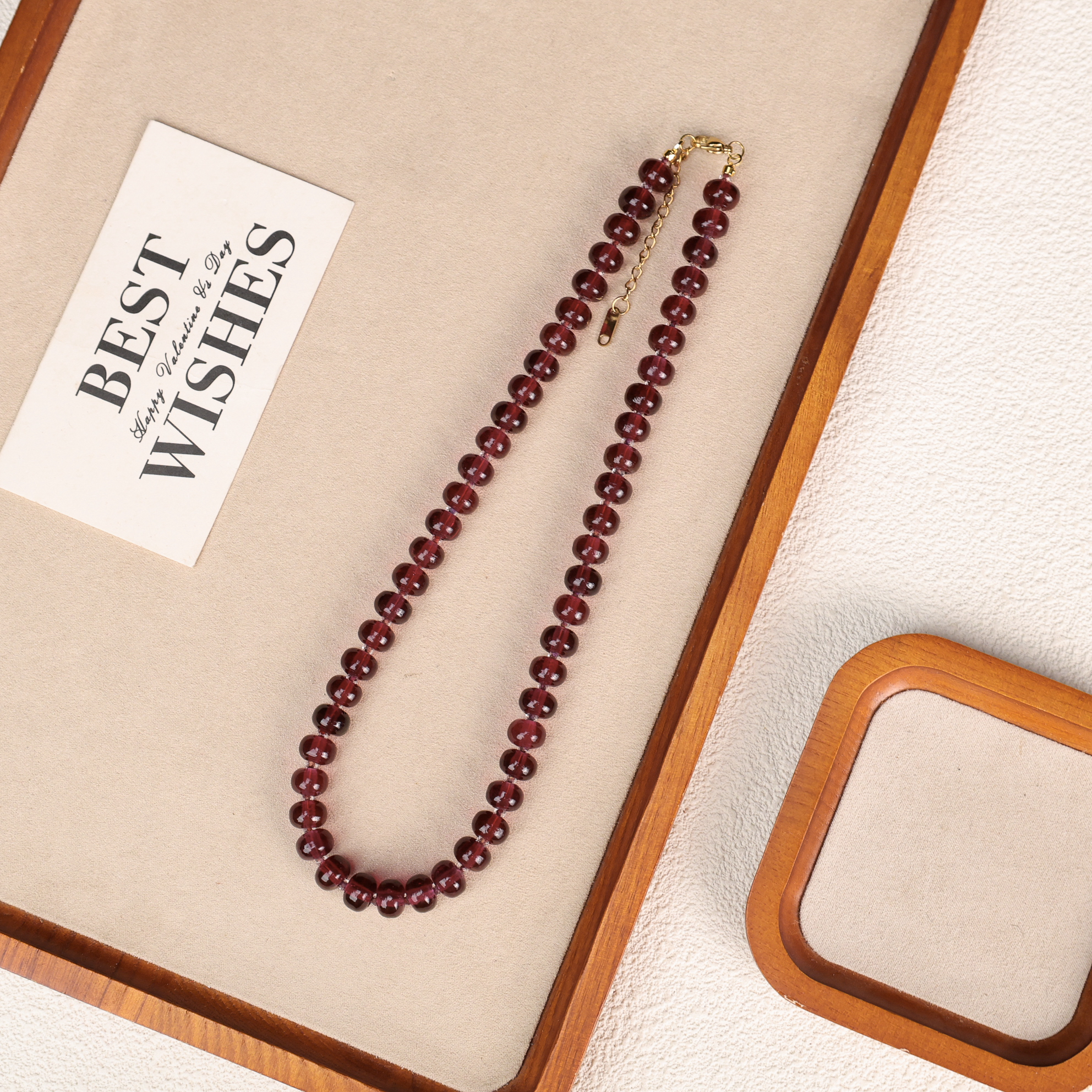 合金琉璃吊坠 LZ5004紫色金红料算盘珠满串项链