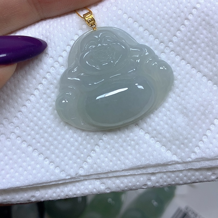 翡翠18K金镶嵌颈饰挂件