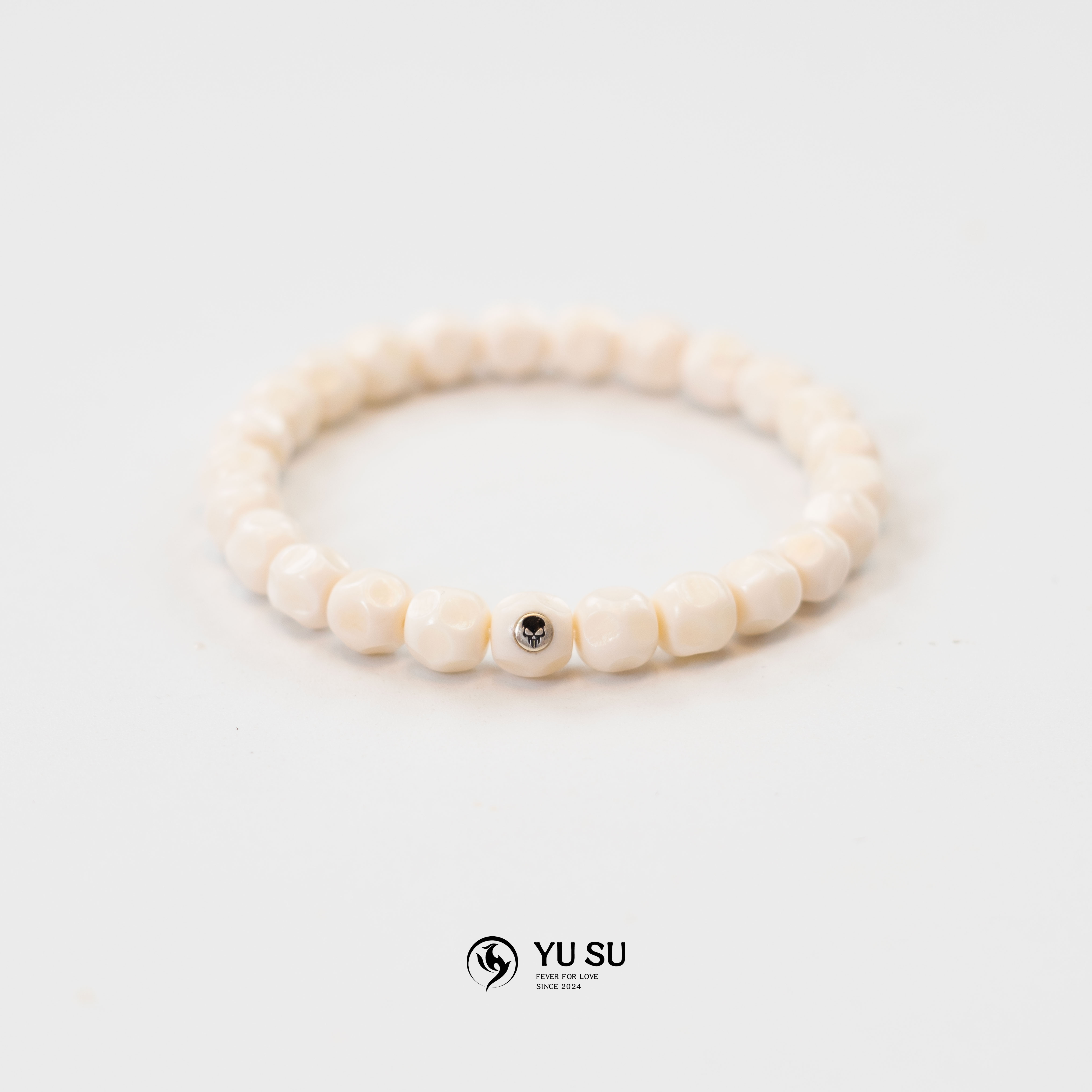 YUSU煜夙-驼骨微微棕精工全手工无相单圈手串单银标