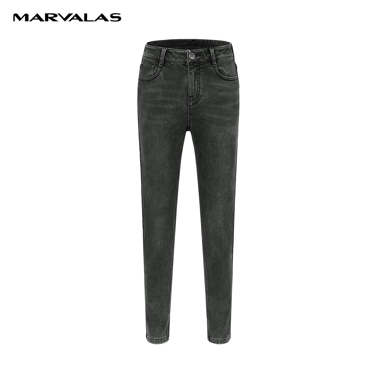 【诗语专属】M103302730曼德诗冬弹力牛仔裤女高腰修身小脚铅笔裤