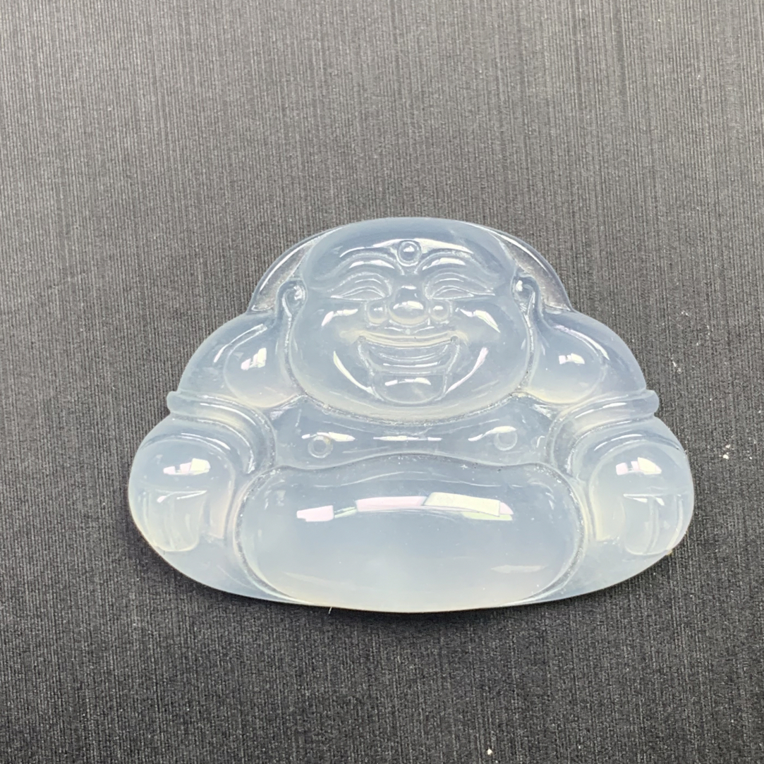 天然缅甸翡翠A货 一刀切起刚佛公镶嵌品质