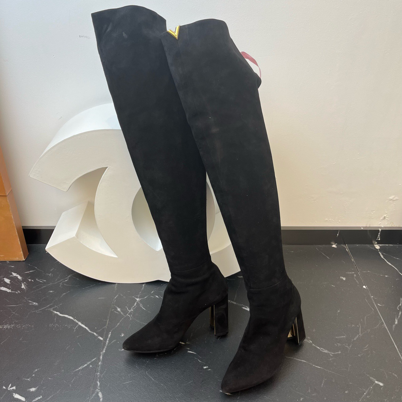 95新 LouisVuitton/路易威登 LV 黑色长筒靴/38.5码/95新/31126