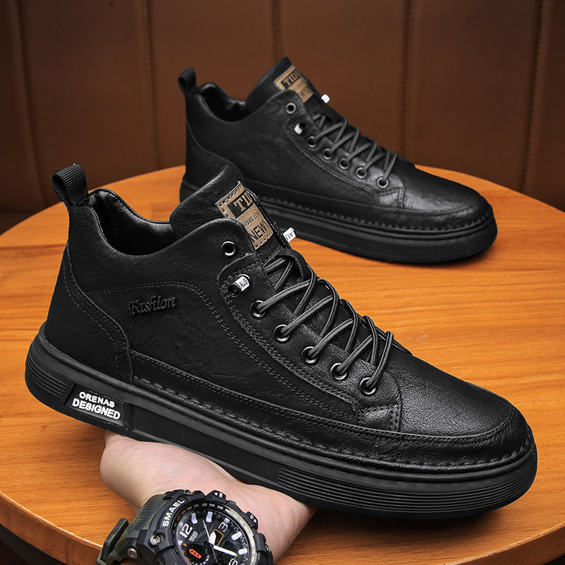 马丁靴男鞋高帮复古休闲皮鞋工装靴一脚蹬板鞋潮鞋正