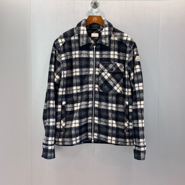 未使用 MONCLER 【5折新款】盟可睐25FW羊毛混纺翻领拉链夹克