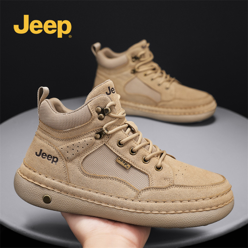 Jeep吉普男鞋2025秋季新款户外登山厚底增高中高帮沙漠工装马丁靴