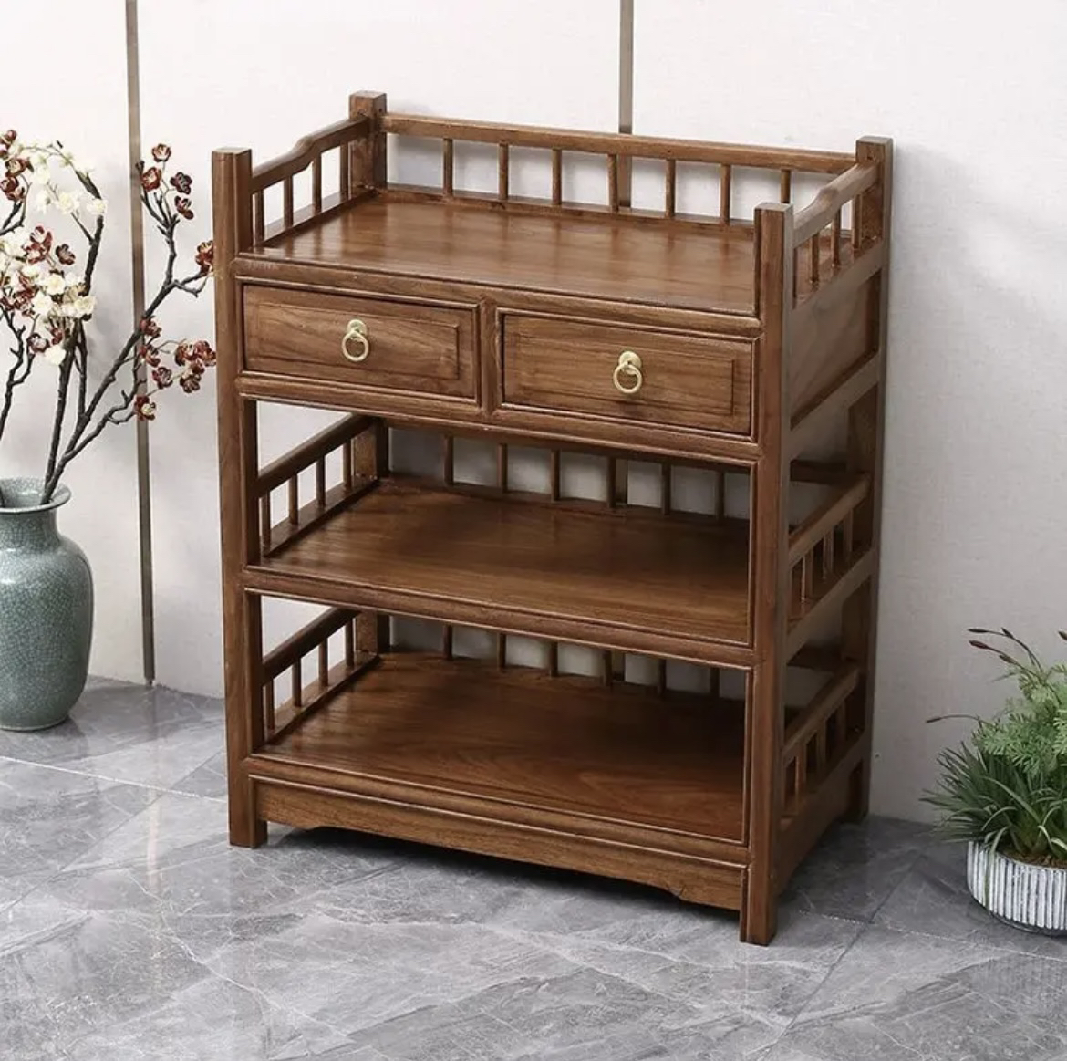 茶水柜新中式可移动茶柜高档茶台侧边柜多功能实木组合茶水柜榆木