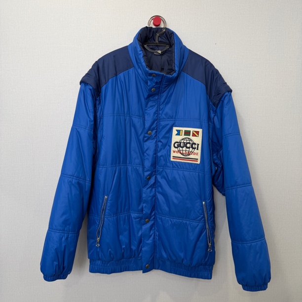 99新 GUCCI/古驰 蓝色地球仪刺绣标棉服 尺码：52 10622