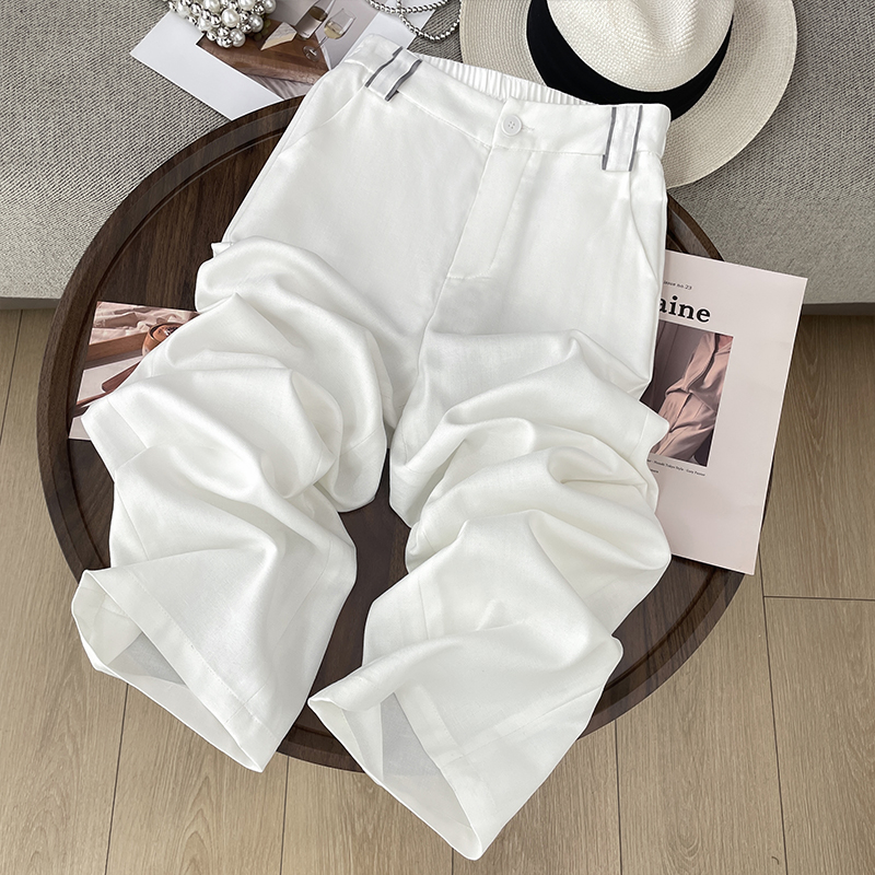 【云舒霞卷】亚麻天丝阔腿裤女夏季新款高腰垂感棉麻直筒休闲长裤