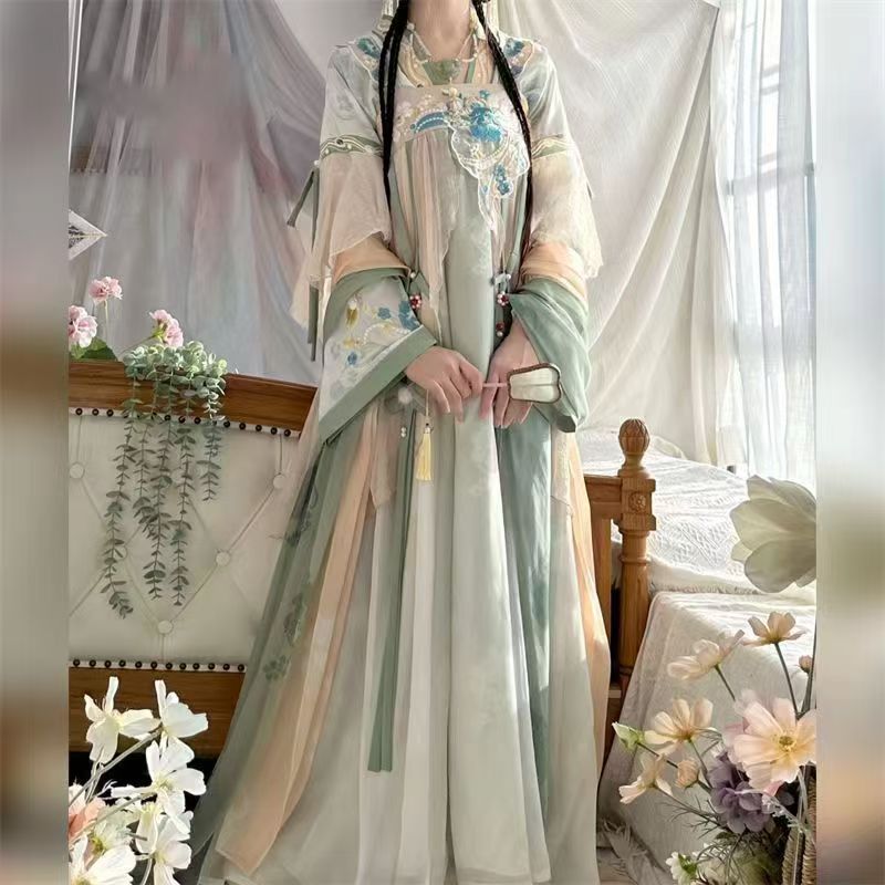 汉服清仓处理正品套装不退不换仙气闺蜜唐对襟刺绣汉服齐胸襦裙女
