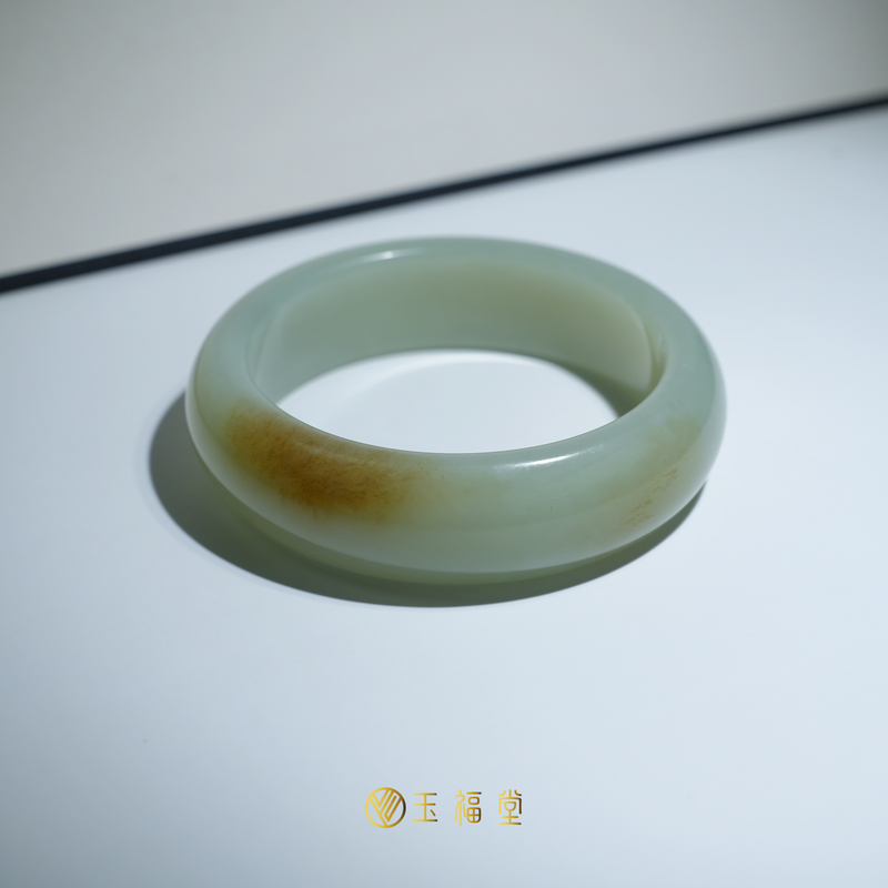 【特价】玉福堂 | 新疆和田玉且末糖青玉镯 | 宽胎手镯57mm