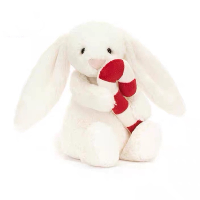 怀抱拐杖糖果邦尼兔毛绒玩偶可爱柔软公仔送礼圣诞礼物