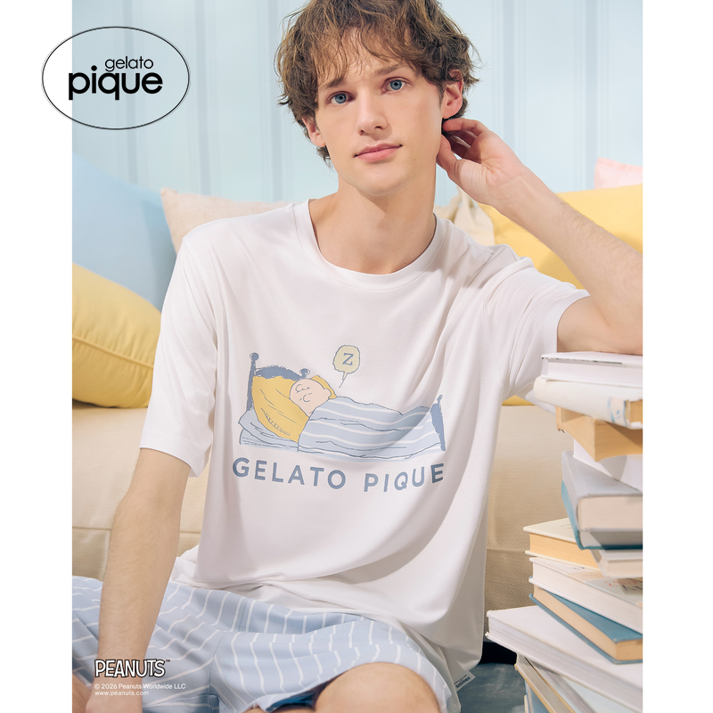 gelato pique26春夏新品男睡裤史努比联名系带短裤居家PMCP262958