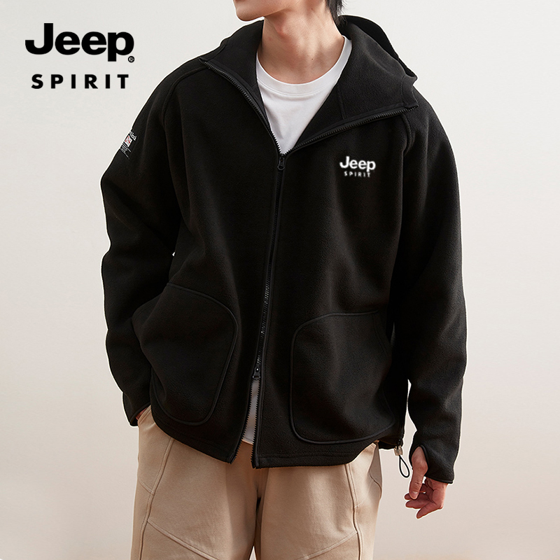 JEEPSPIRIT户外男士摇粒绒外套秋冬加绒保暖卫衣潮情侣抓绒衣夹克