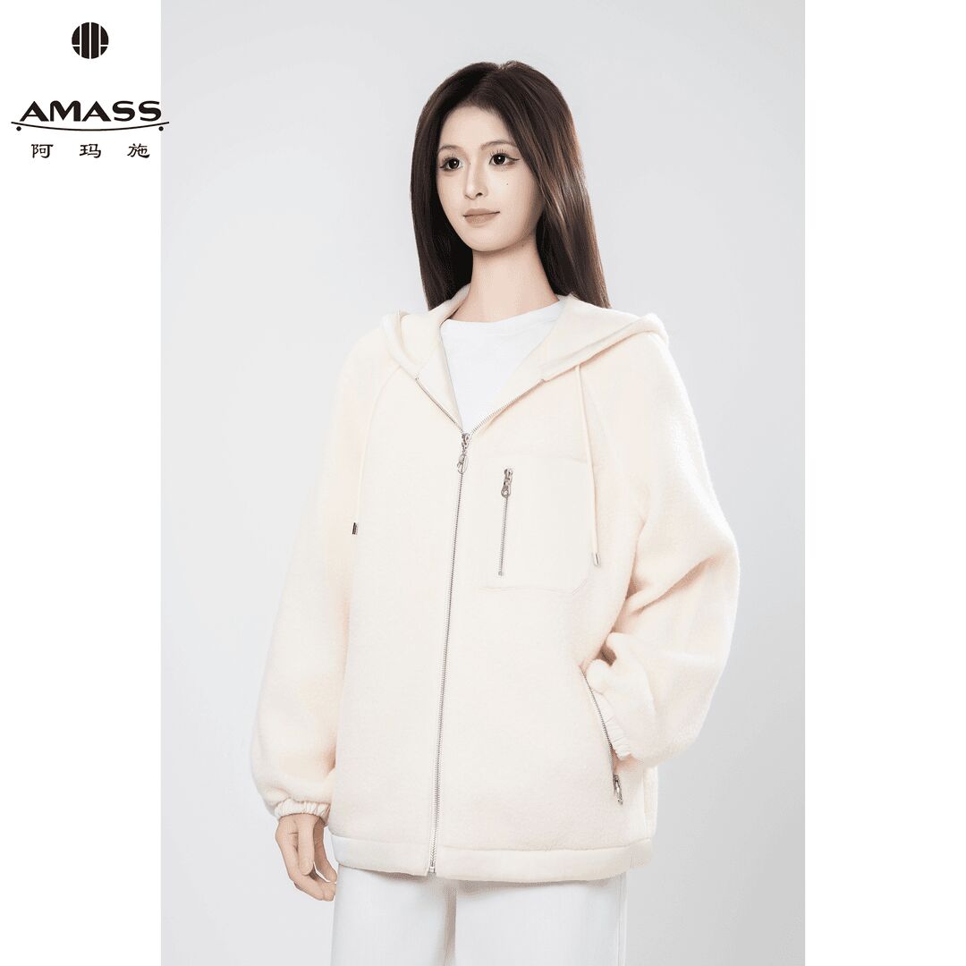 AMASS/阿玛施秋季新款时尚运动风松弛感百搭连帽卫衣外套女540086