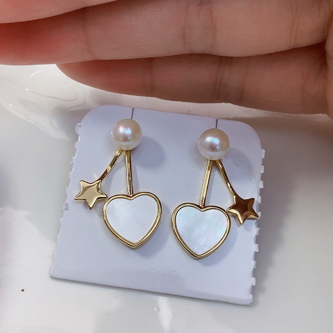 淡水珍珠特价不退不换极光耳饰银S925镶嵌