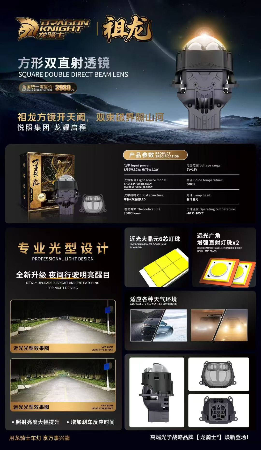 高端光学龙系列 双直射 单直射 反射透镜
