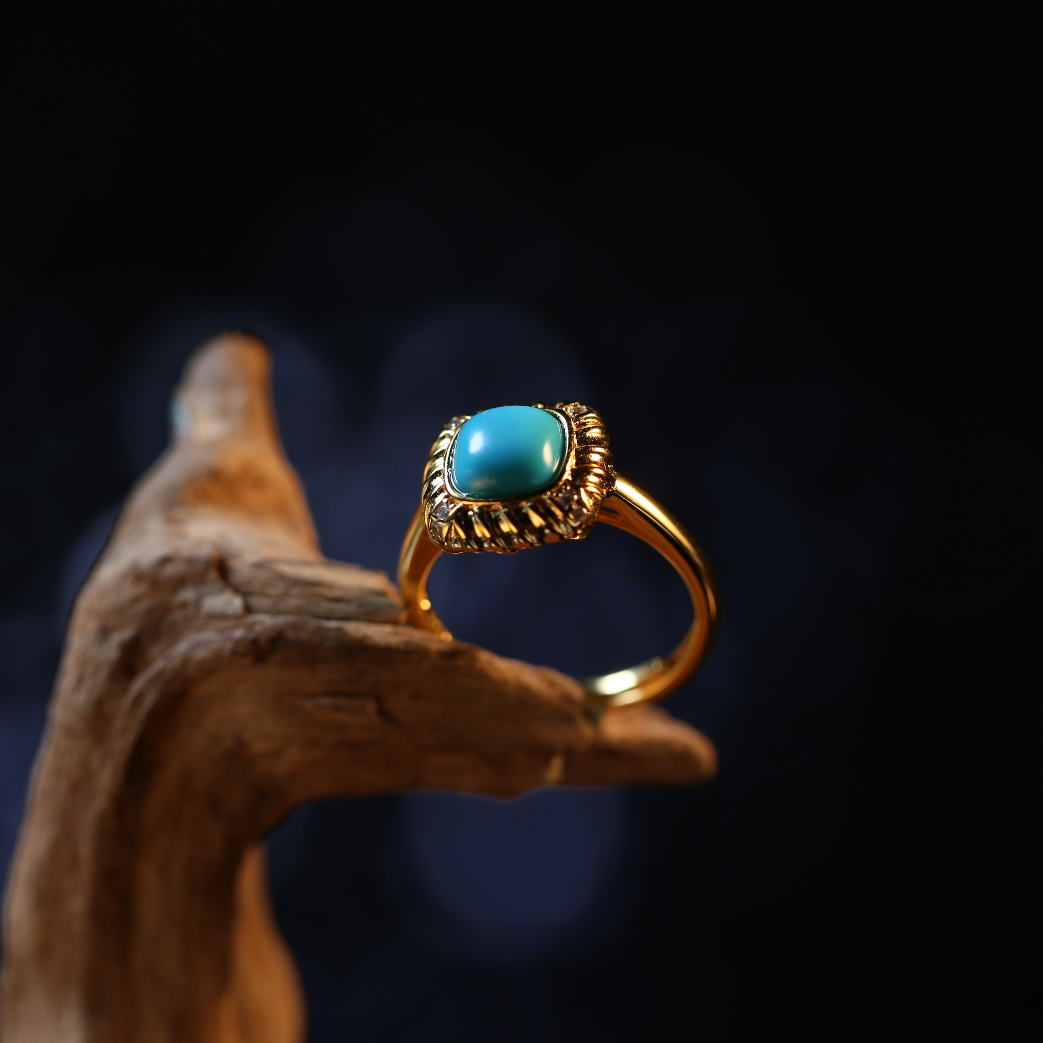 【闫闫专属】安曼博S925银绿松美松方形戒指（约7*7mm)  BJH0332A