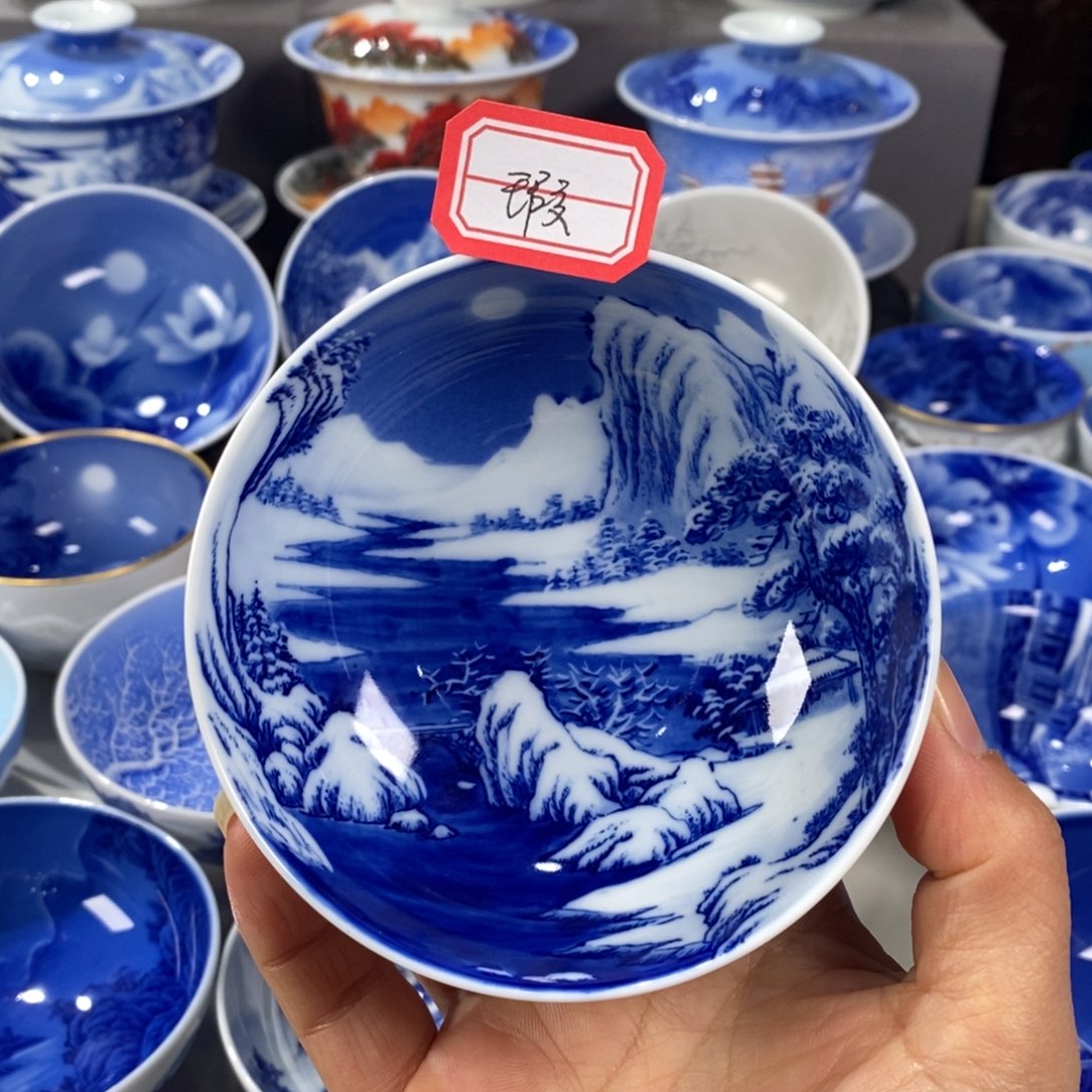 青花雪景主人杯杯