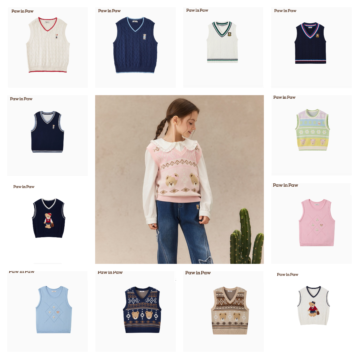 【保价双11-针织马甲集合】3-12岁儿童运动叠穿美式风马甲女童针织