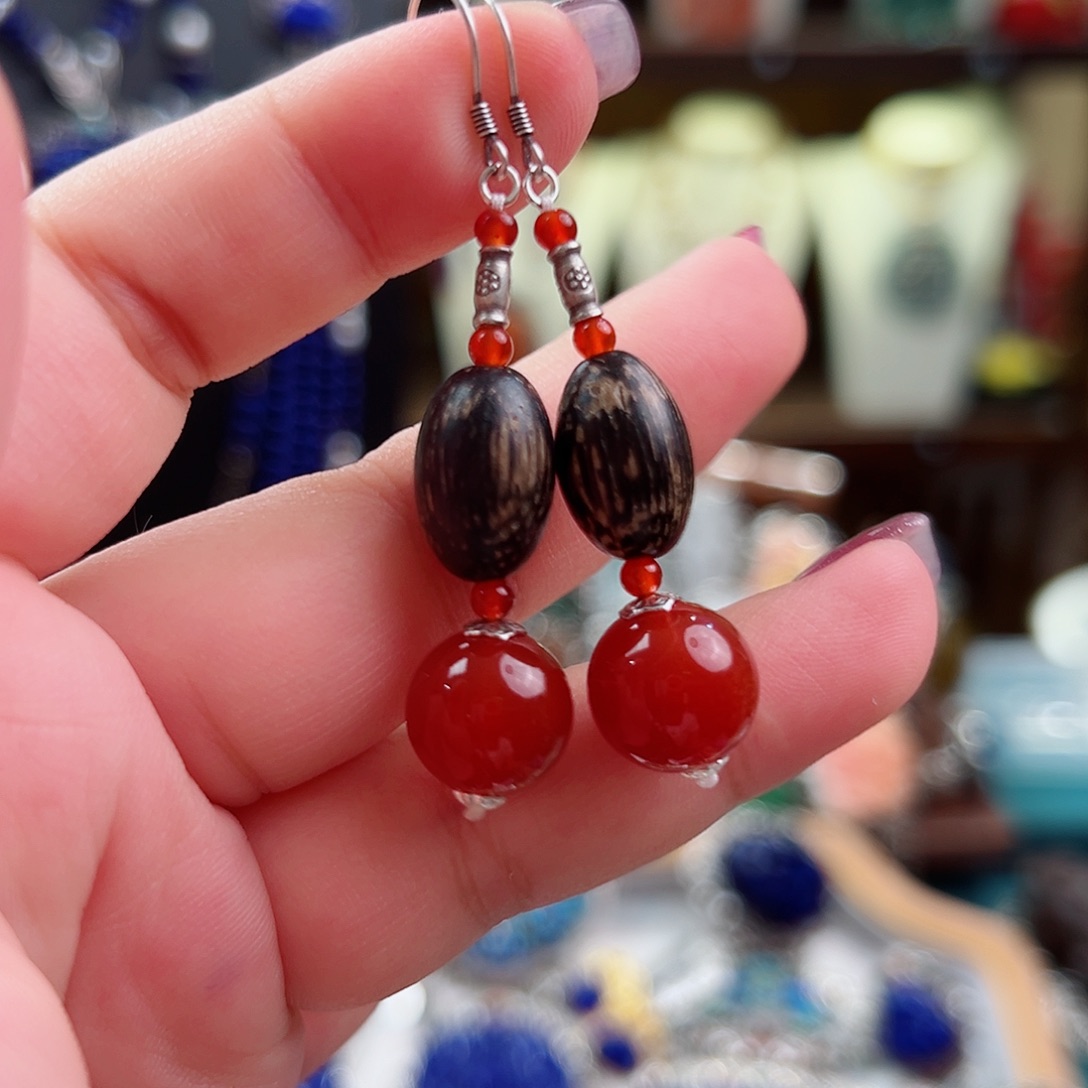 戒指/指环玛瑙银S925镶嵌国风