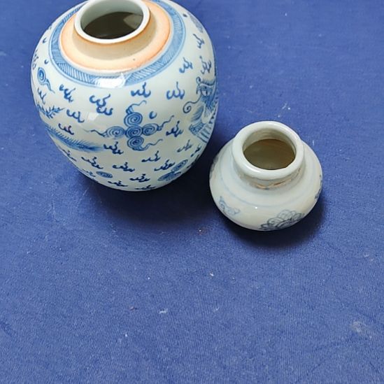 杯津*亲发一把扎的双凤小罐子