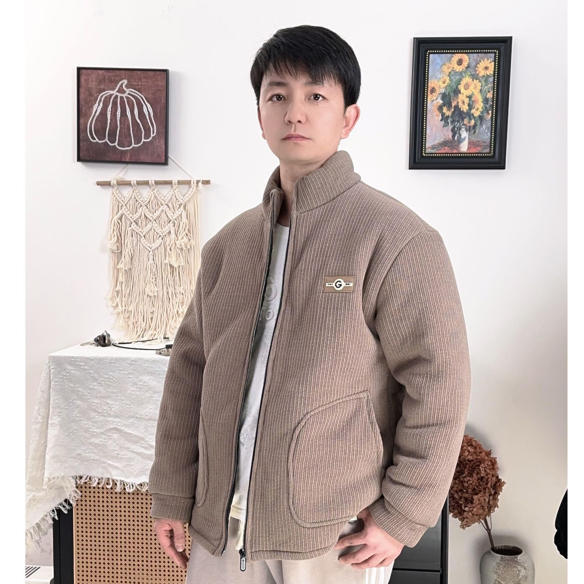 【立领款宽条雪尼尔】冬季保暖成人可外穿家居服套装潮流宽松短款