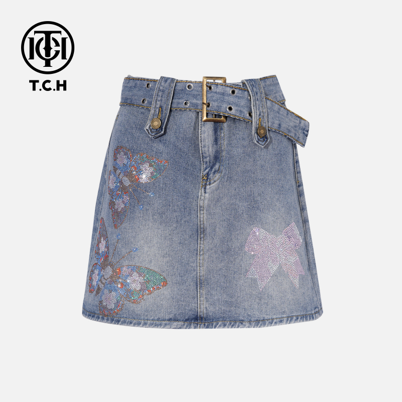 TCH烫钻工艺新时尚淑女百搭新潮流半裙女T75B22E5033轻奢tch