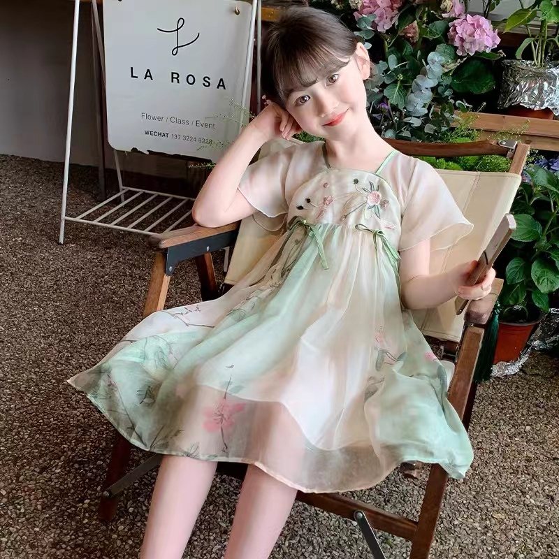 汤圆家童装2025夏季新款新中式国风改良版汉服裙 XA-895