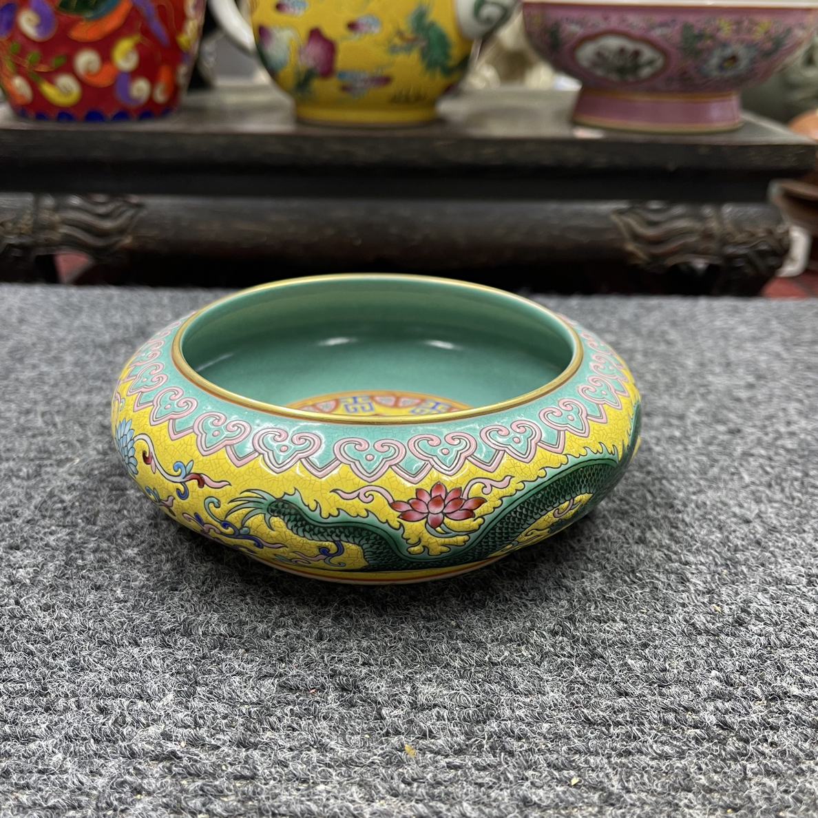 珐琅彩满工龙纹笔洗水洗摆件