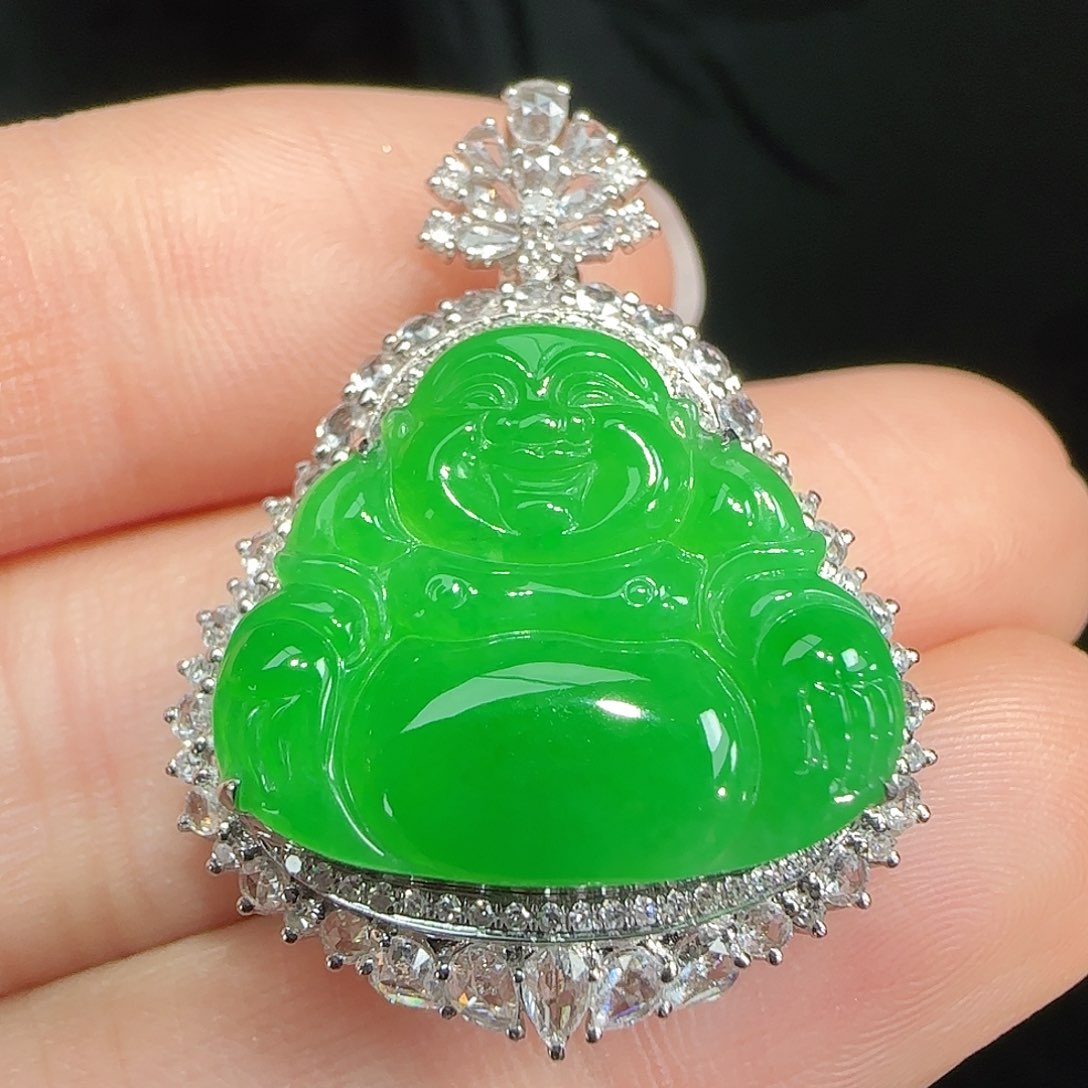 翡翠吊坠(不含链)18K金镶嵌