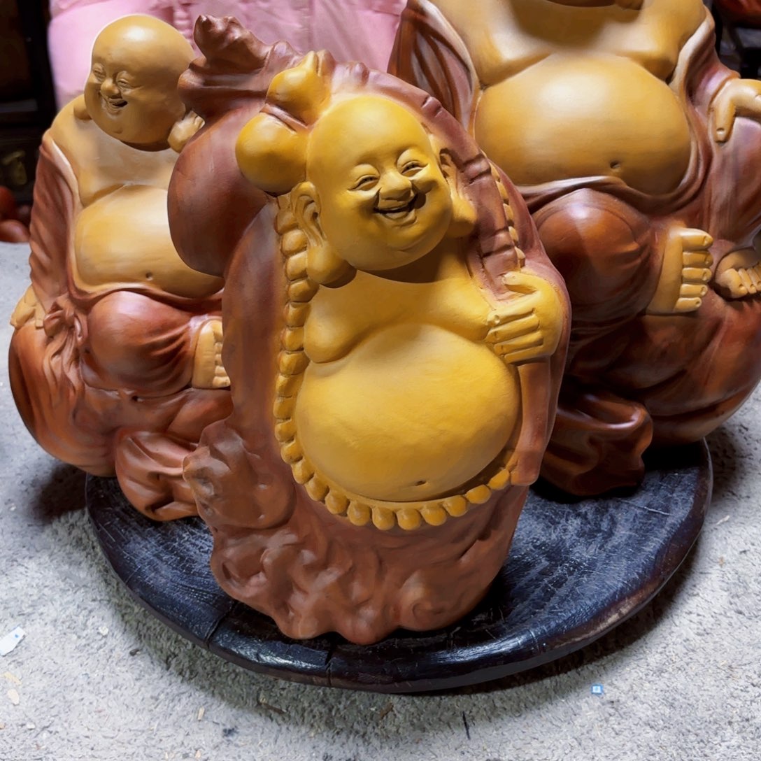 成***祺香樟木福袋弥勒佛香樟木