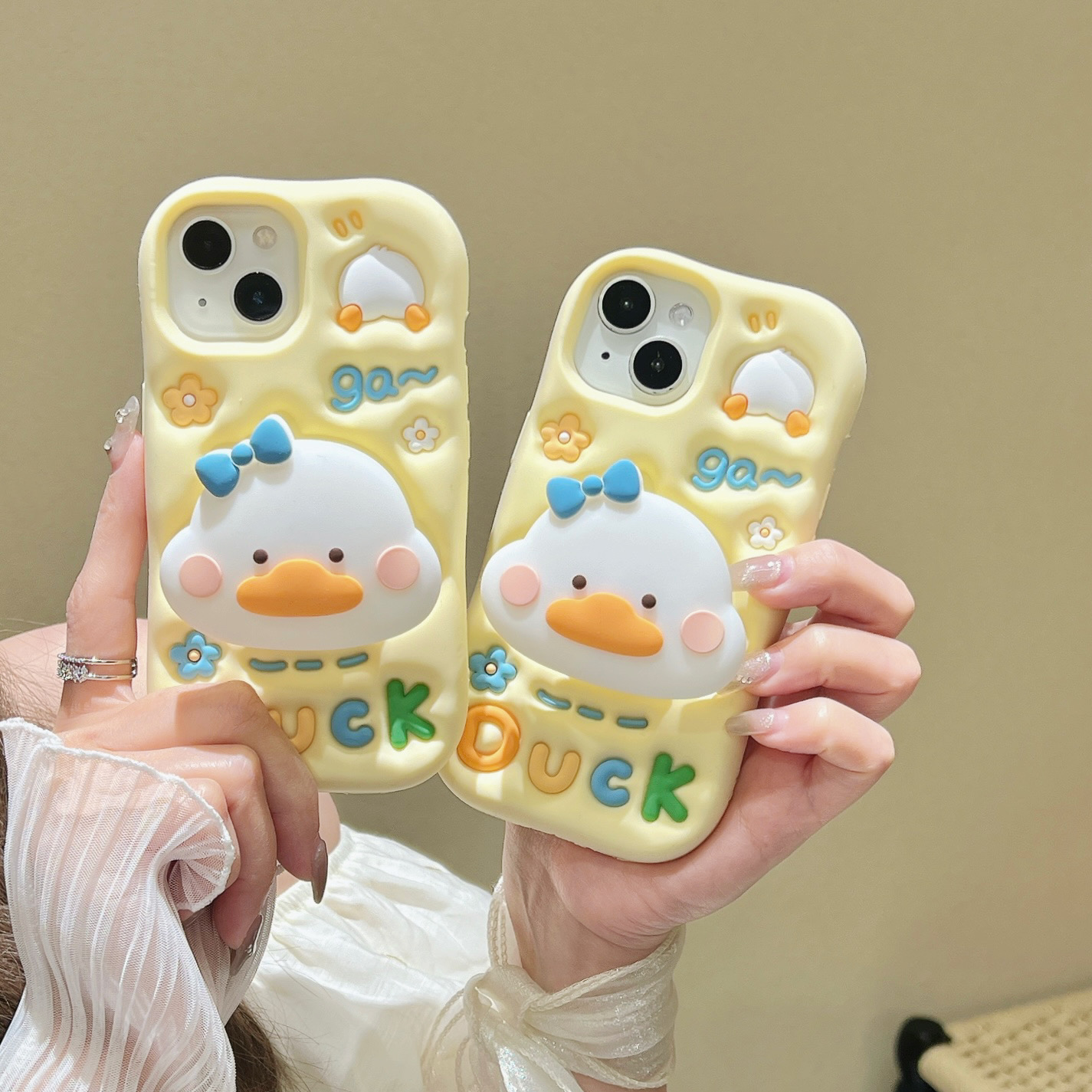苹果|膨胀小鸭子支架可爱创意适用iPhone17p立体卡通软硅胶手机壳
