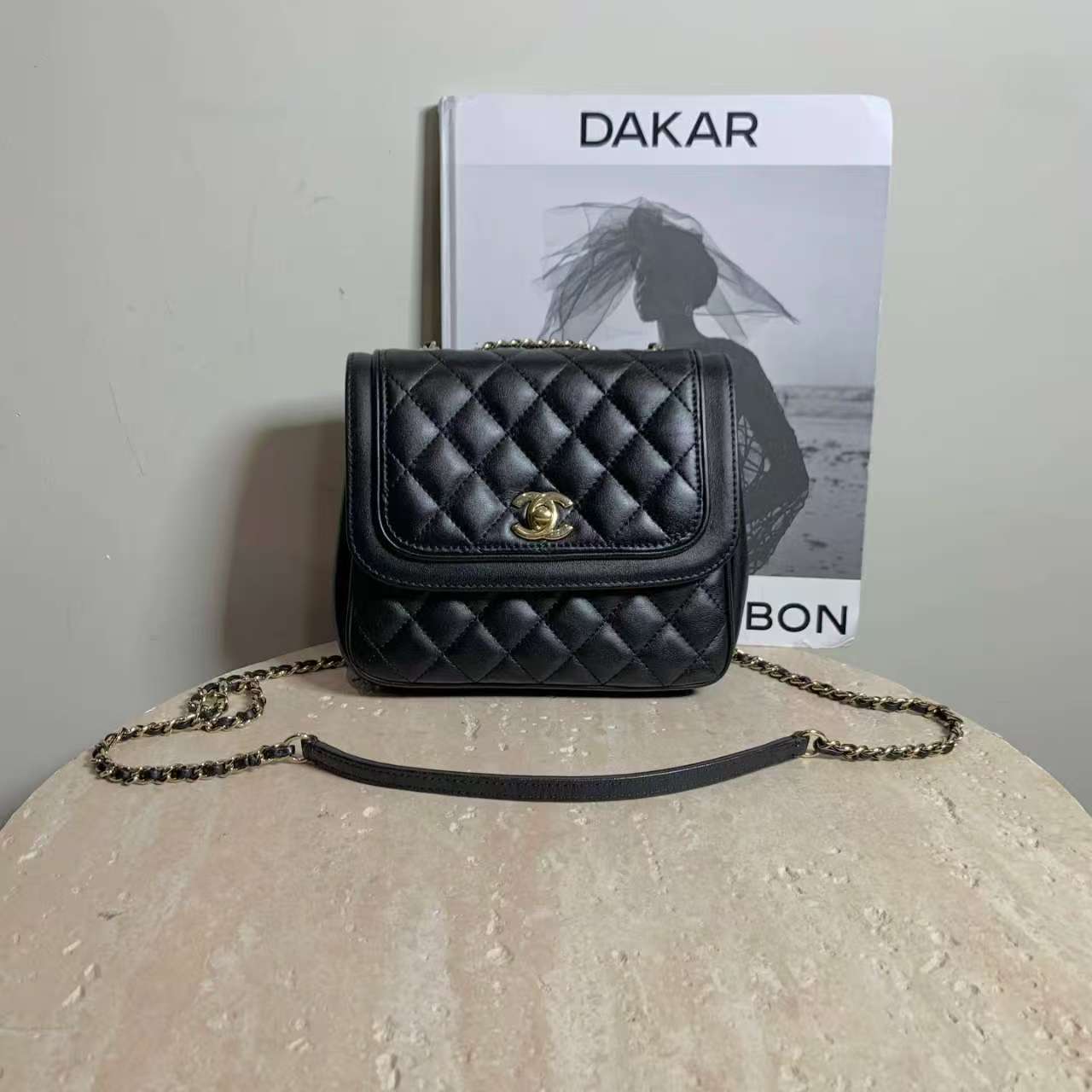 99新 Chanel/香奈儿 黑金菱格方胖子/32209513/12期/代卖服务