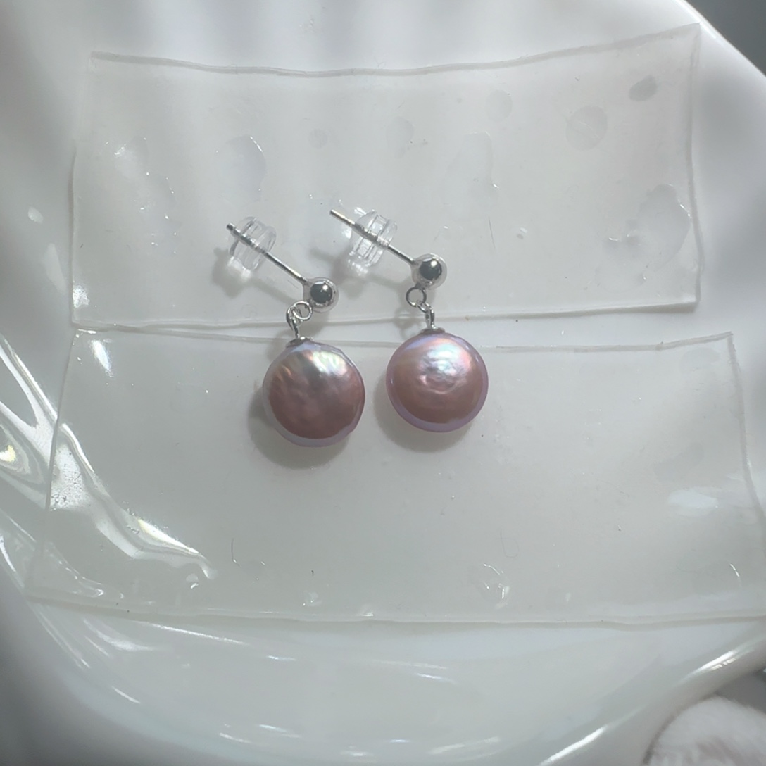 银S925镶嵌耳饰淡水珍珠