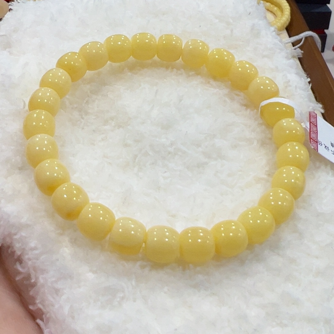 蜜蜡手链未镶嵌奕*8m 奶糖豆顺色未品控