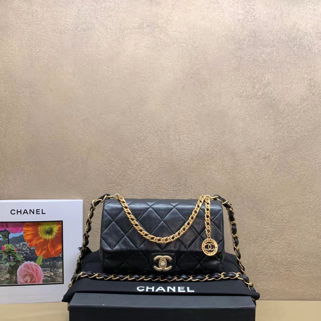 99新 Chanel/香奈儿 壹臻/23S黑金羊金币大mini /dx1748