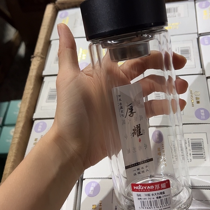 厚耀双层玻璃杯340340340微瑕玻璃杯