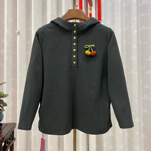 胖人坊大码绒感连帽上衣4769 衣长65