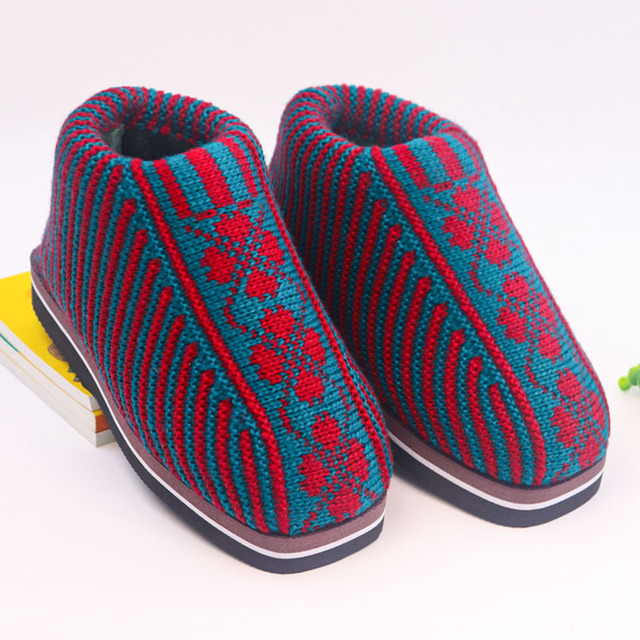 手工毛线编织棉鞋成品拖鞋男女冬季保暖内里加绒加厚防滑老年1