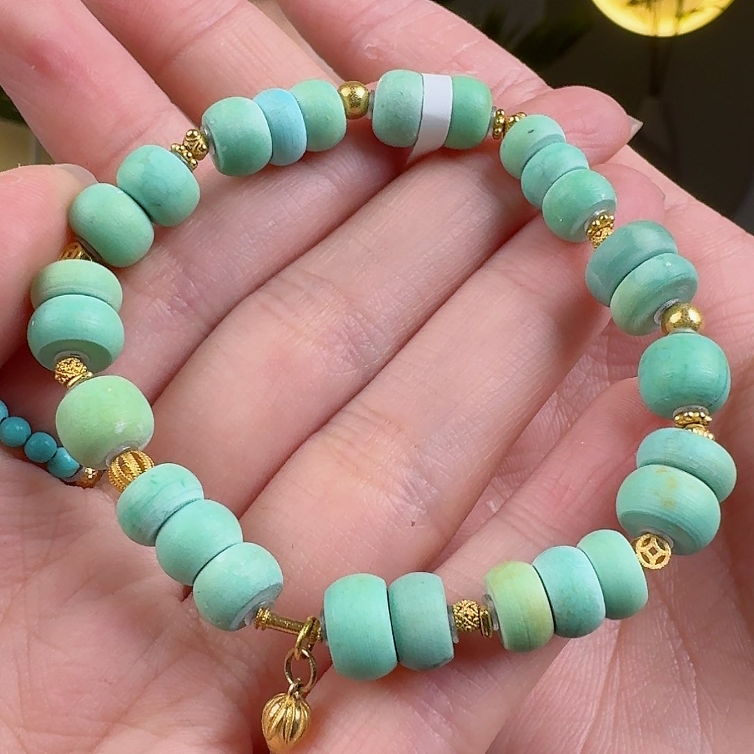 绿松石珠宝奇石18K金镶嵌