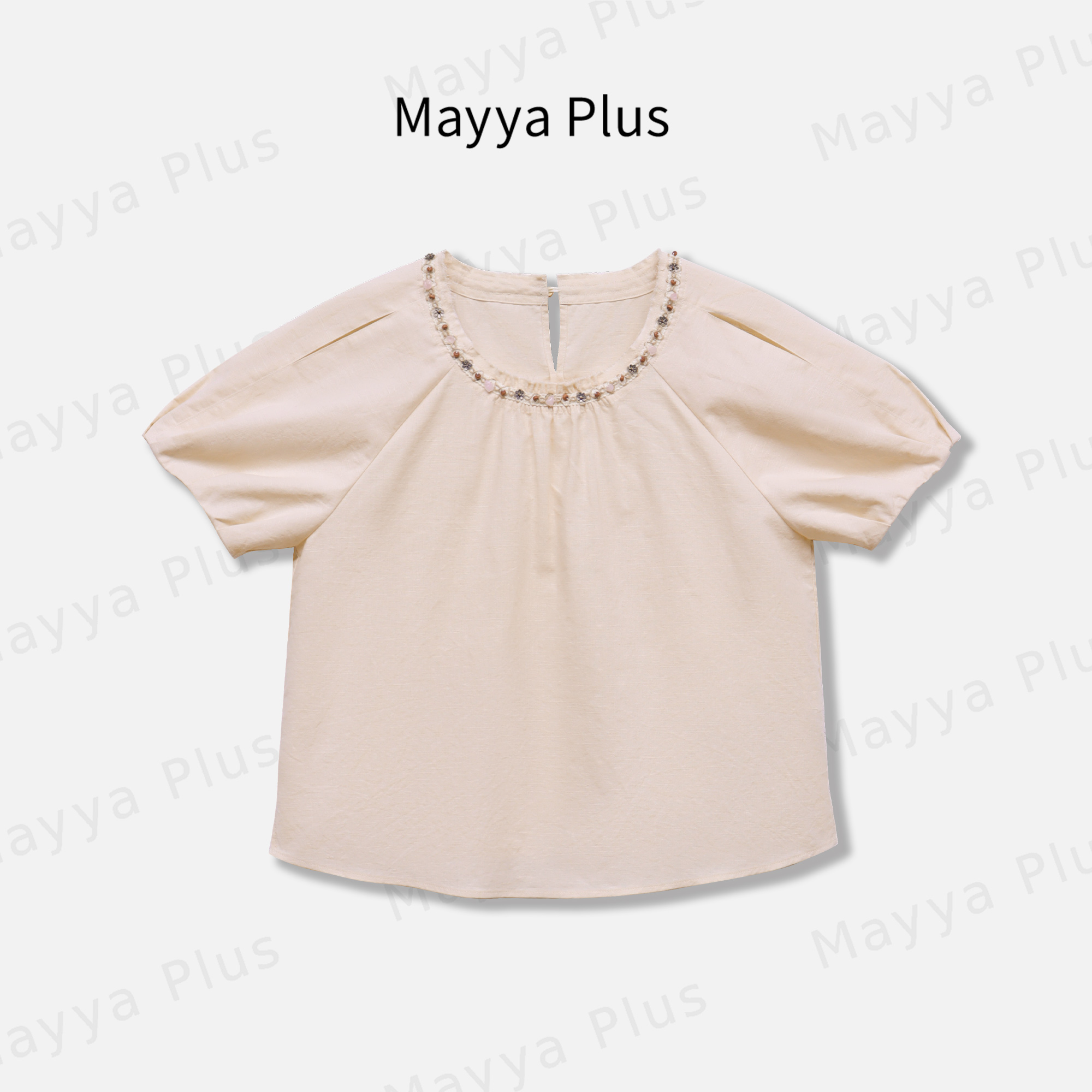 【松木】Mayya Plus麦芽定制轻奢气质显瘦欧若风梭织上衣32528666