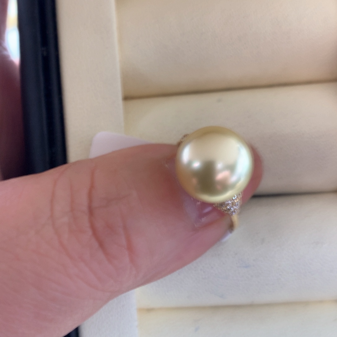 海水珍珠戒指18K金镶嵌