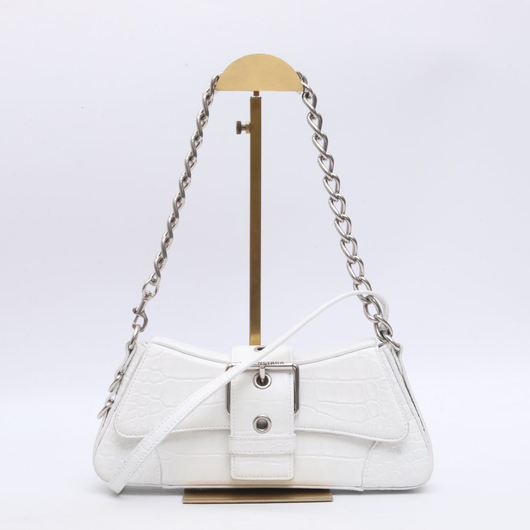 99新 Balenciaga/巴黎世家 小花6花 白色 Lindsay腋下包Smal小号