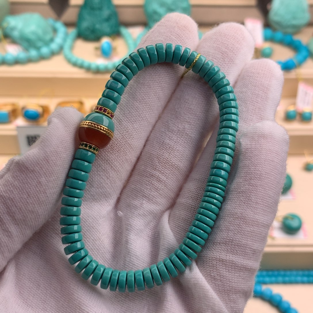 绿松石珠宝奇石18K金镶嵌