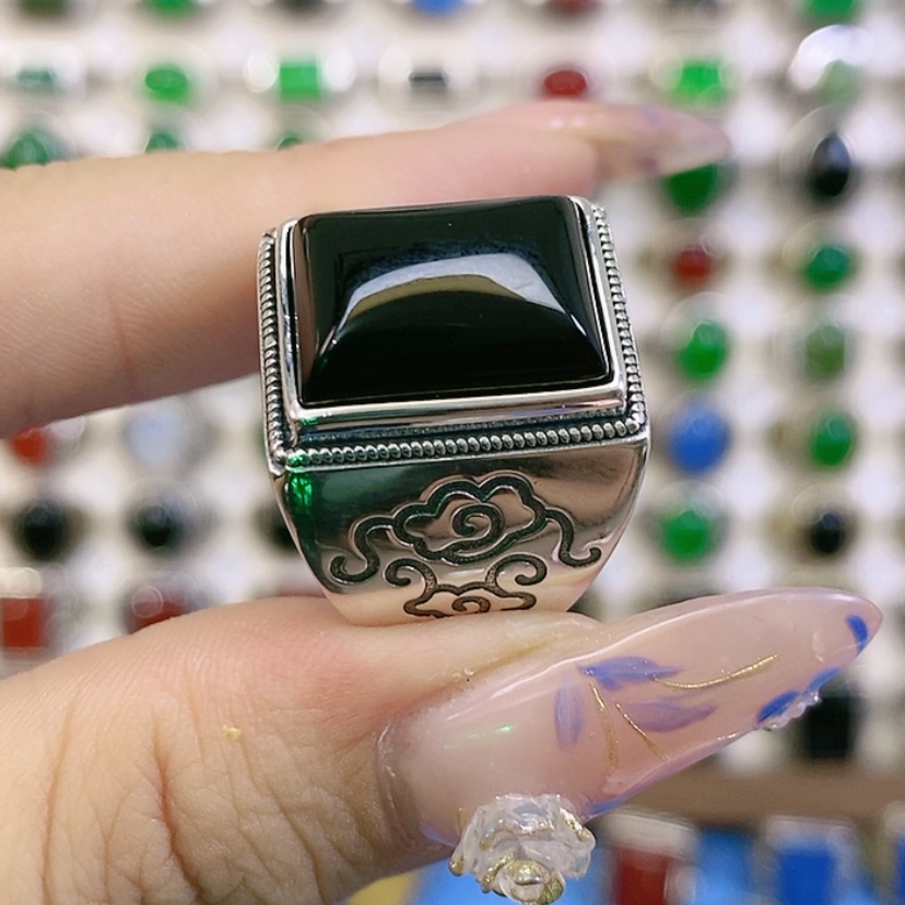 【闪购商品】玛瑙/玉髓戒指银S925镶嵌银*